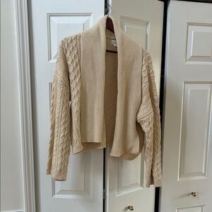 Anthropologie Cream Cable Knit Cardigan - One Size Fits All